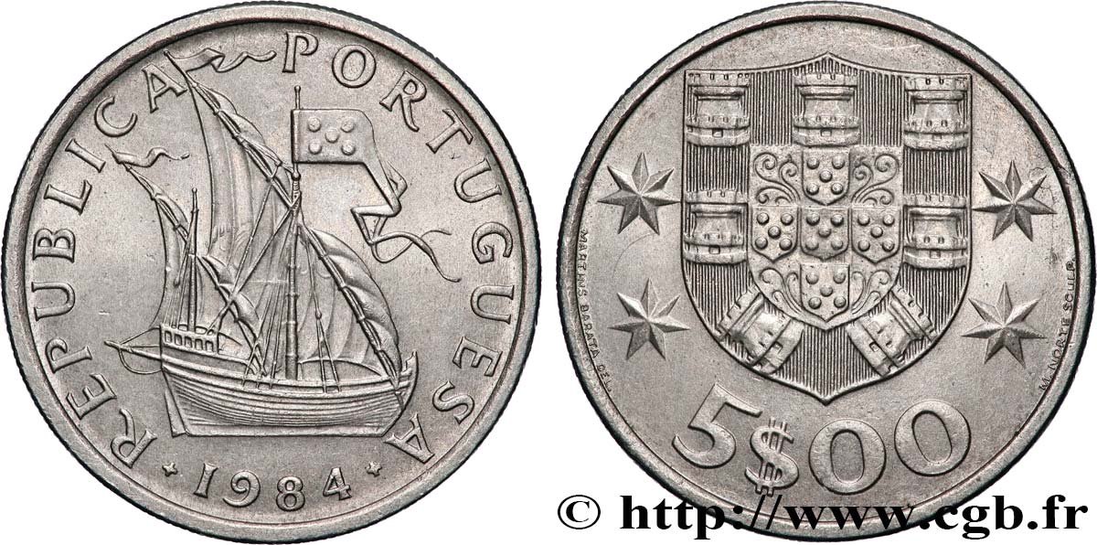 PORTUGAL 5 Escudos 1984 Lisbonne AU 