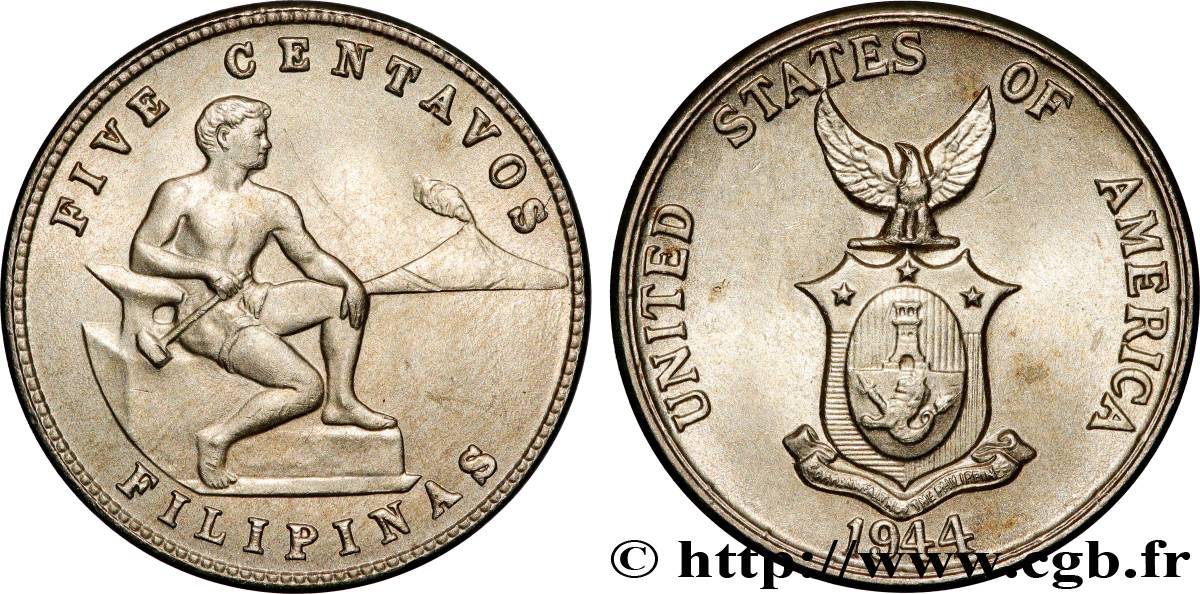 PHILIPPINES 5 Centavos - Administration Américaine 1944  SUP 