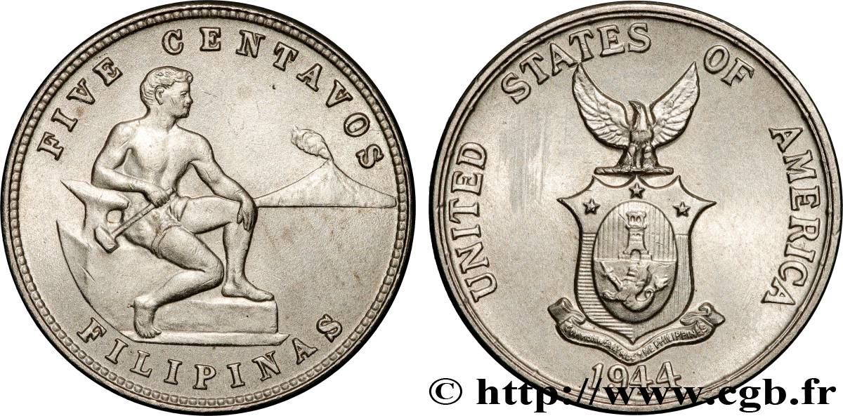 FILIPPINE 5 Centavos - Administration Américaine 1944  q.SPL 
