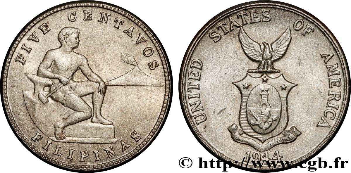 FILIPPINE 5 Centavos - Administration Américaine 1944  q.SPL 