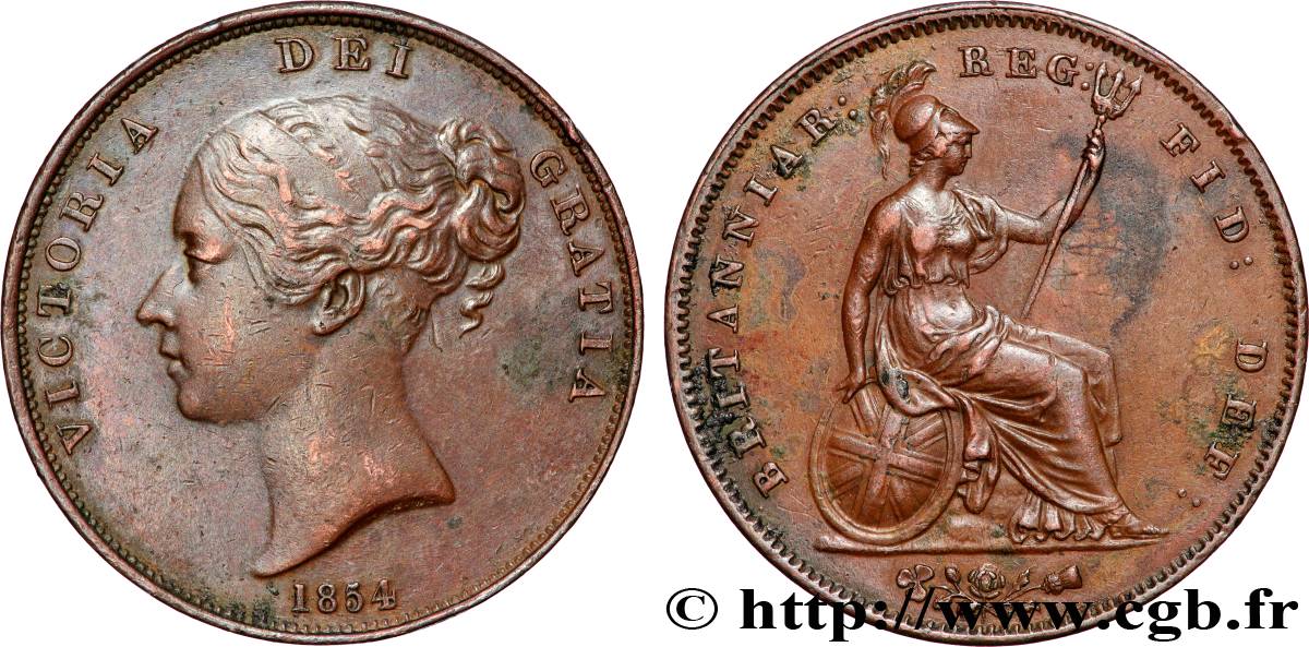 UNITED KINGDOM 1 Penny Victoria “tête jeune” 1854  XF 