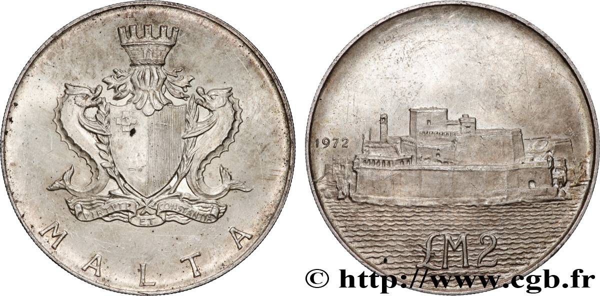 MALTA 2 Livres Fort St Angelo 1972  AU 