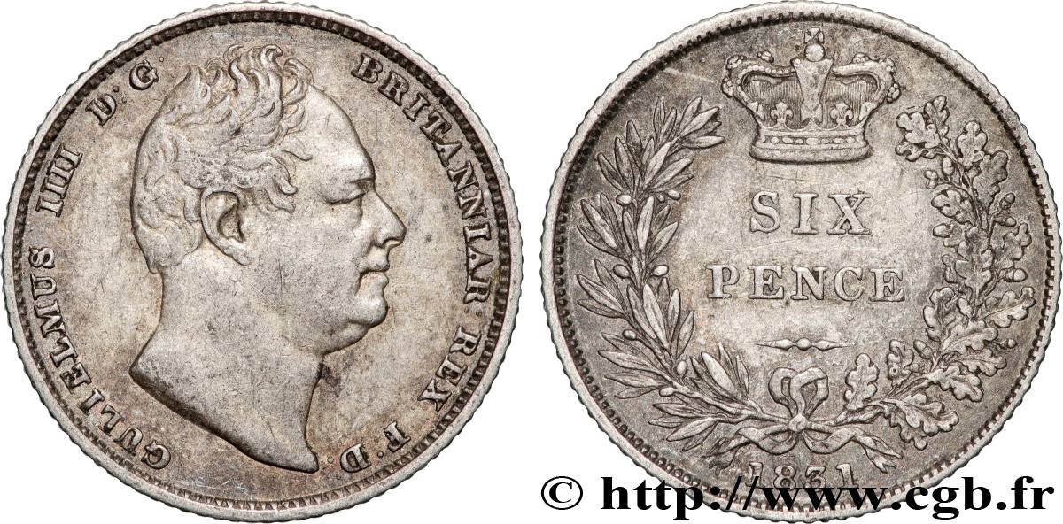 ROYAUME-UNI 6 Pence Guillaume IV 1831  TTB+ 