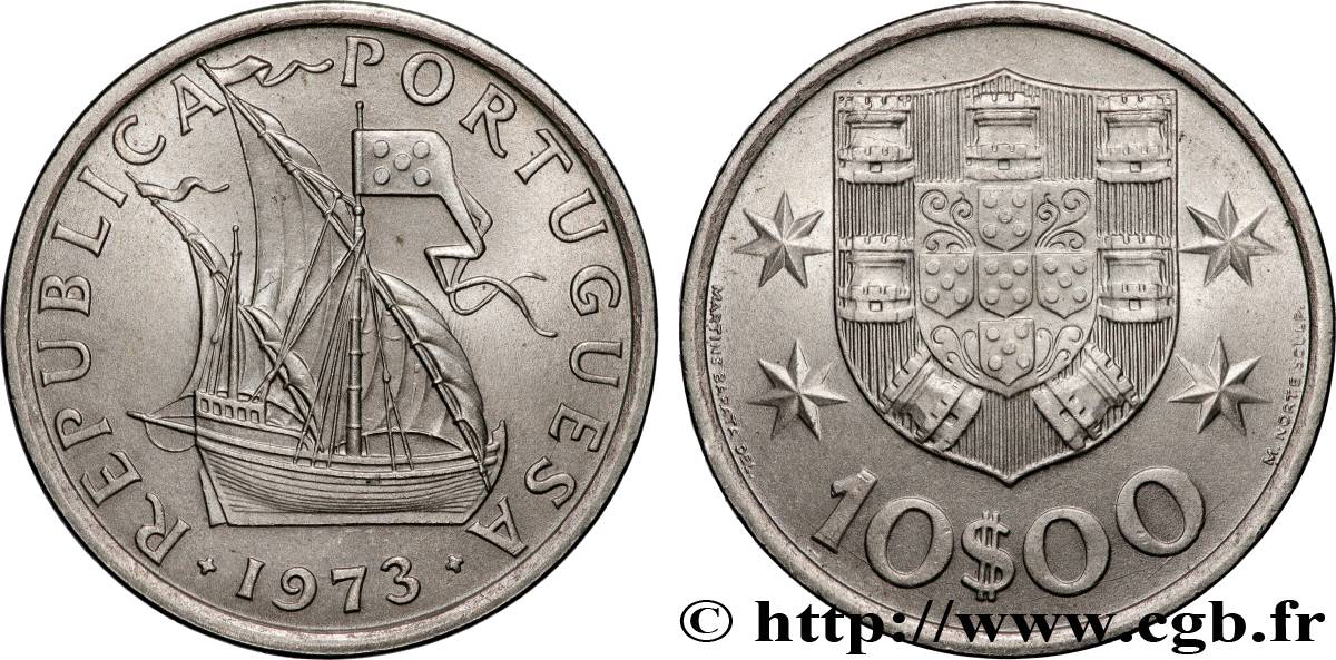 PORTUGAL 10 Escudos voilier 1973 Lisbonne AU 