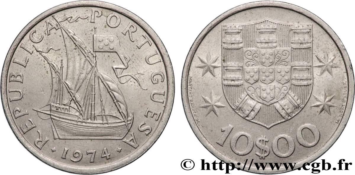 PORTUGAL 10 Escudos voilier 1974 Lisbonne AU 