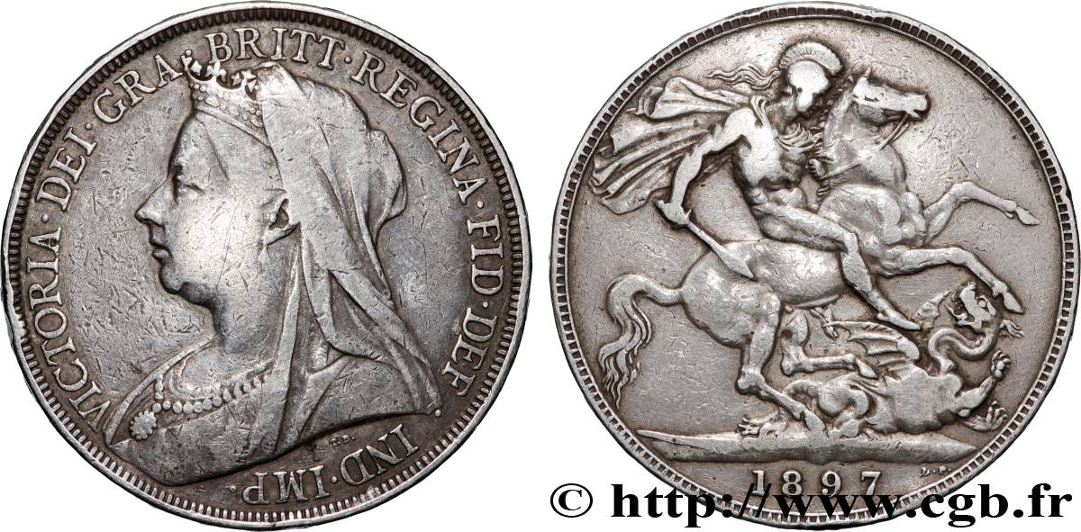 UNITED KINGDOM 1 Crown Victoria “old Head” 1897  VF 