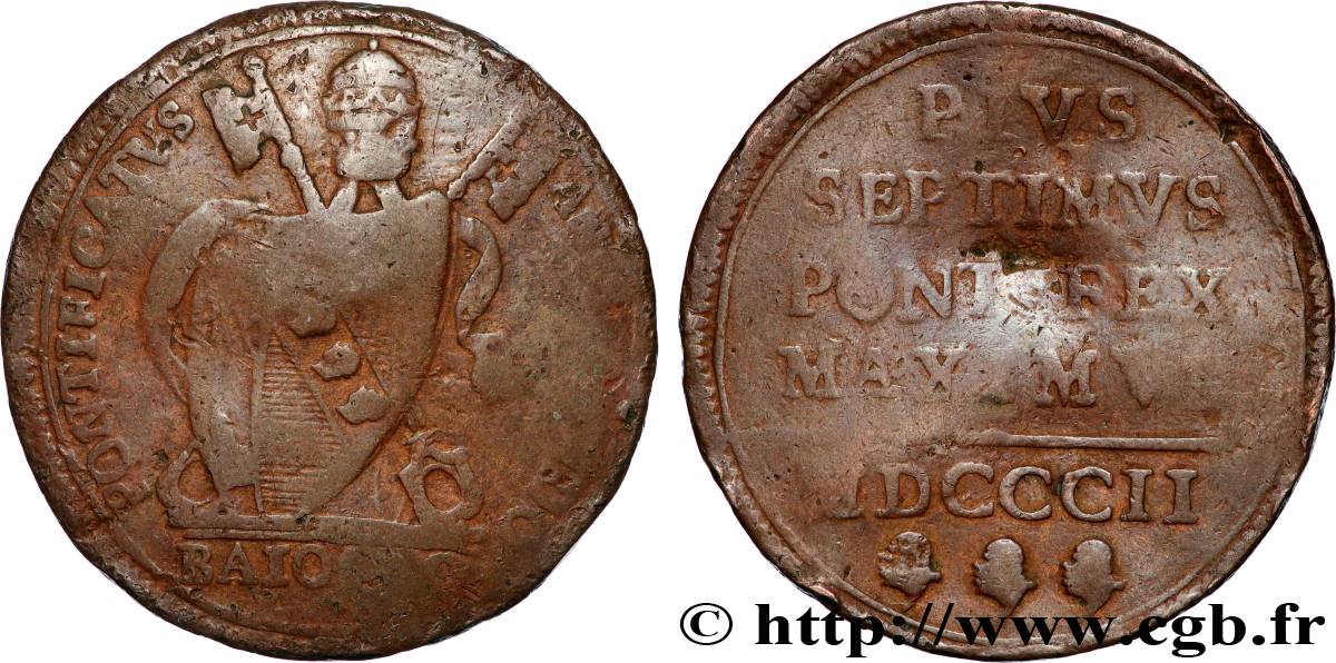 ITALIEN - KIRCHENSTAAT - PIUS VII. (Barnaba Chiaramonti) Baiocco 1802 Rome S 