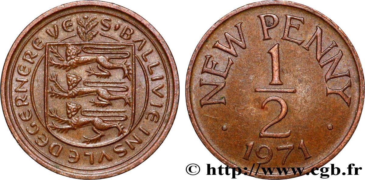 GUERNESEY 1/2 New Penny 1971 Londres SUP 