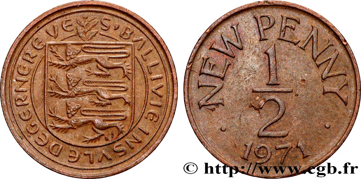 GUERNSEY 1/2 New Penny 1971 Londres SPL 