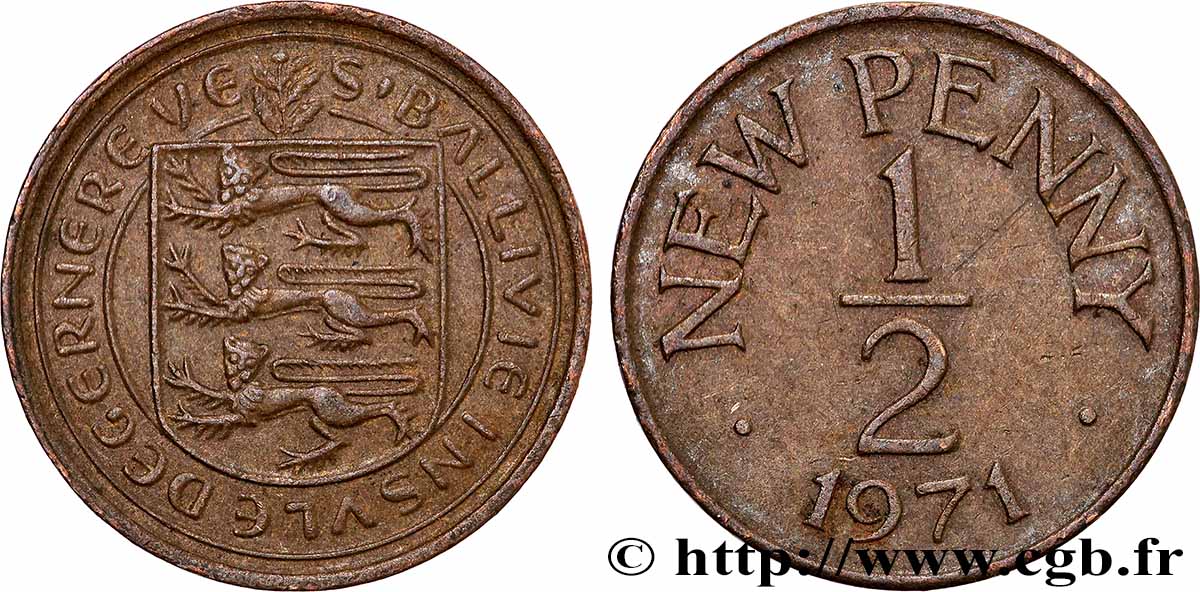 GUERNSEY 1/2 New Penny 1971 Londres EBC 