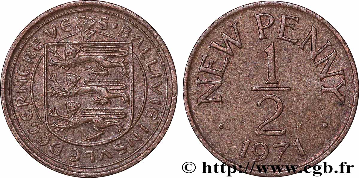 GUERNESEY 1/2 New Penny 1971 Londres SUP 
