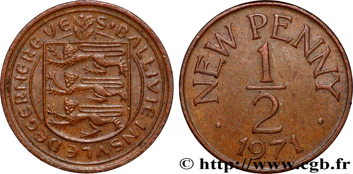 GUERNSEY 1/2 New Penny 1971 Londres AU 