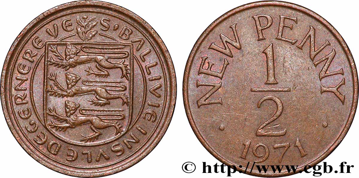 GUERNSEY 1/2 New Penny 1971 Londres VZ 