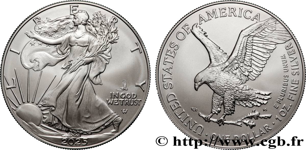 ARGENT D INVESTISSEMENT 1 Oz - 1 Dollar Proof Silver Eagle, Privy mark aigle 2025  SPL 