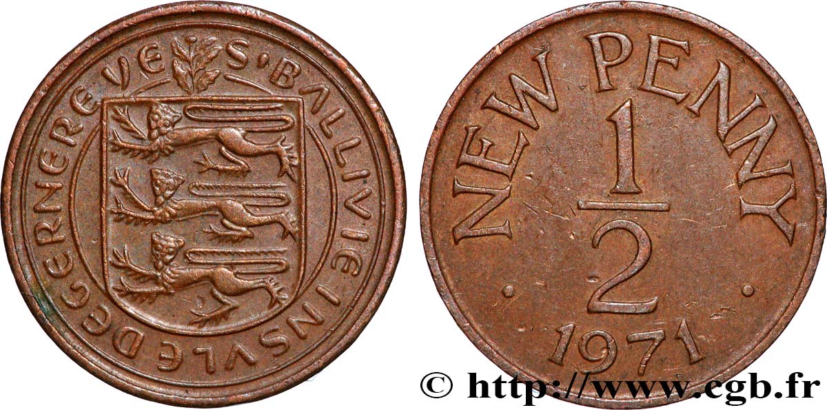GUERNSEY 1/2 New Penny 1971 Londres AU 