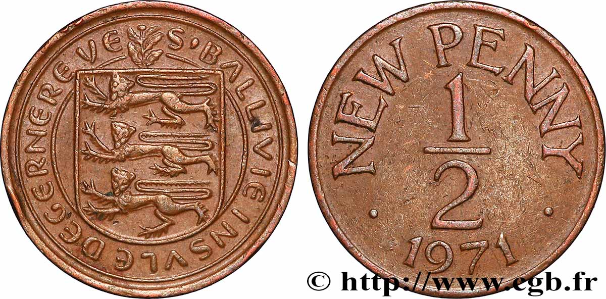 GUERNESEY 1/2 New Penny 1971 Londres SUP 