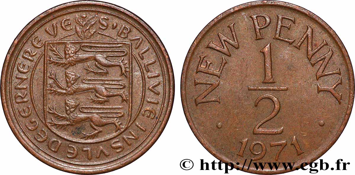 GUERNSEY 1/2 New Penny 1971 Londres VZ 