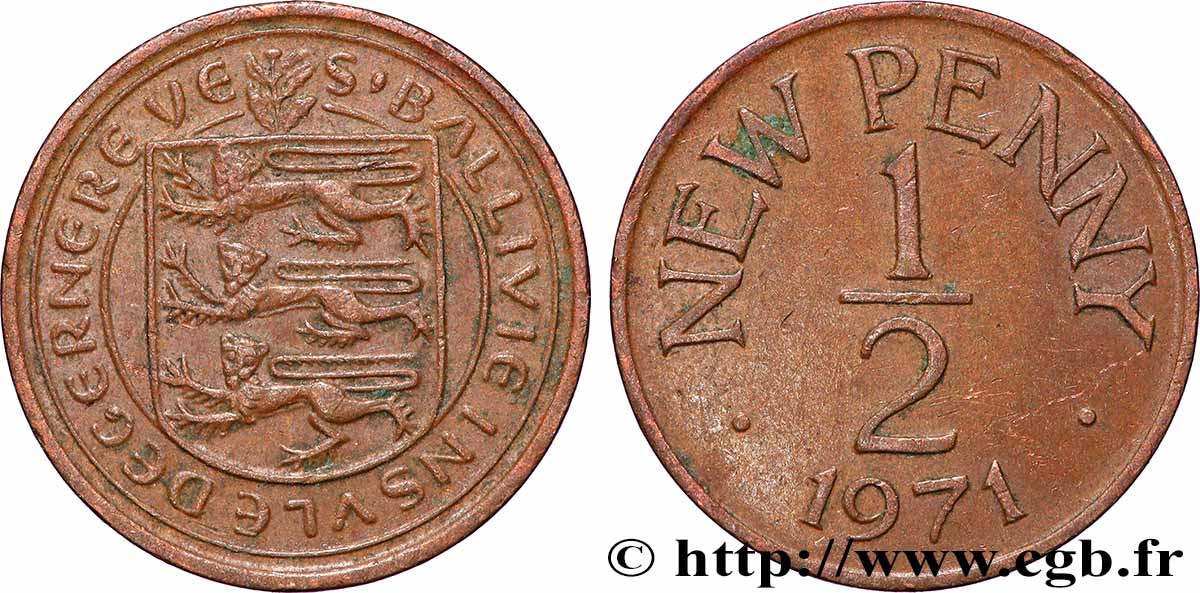 GUERNESEY 1/2 New Penny 1971 Londres SUP 