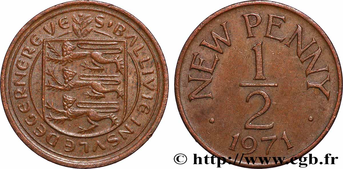 GUERNSEY 1/2 New Penny 1971 Londres VZ 