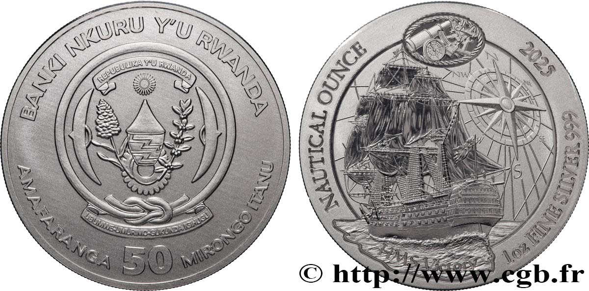 SILVER INVESTMENT 1 Oz - 50 Francs HMS Victory 2025  MS 