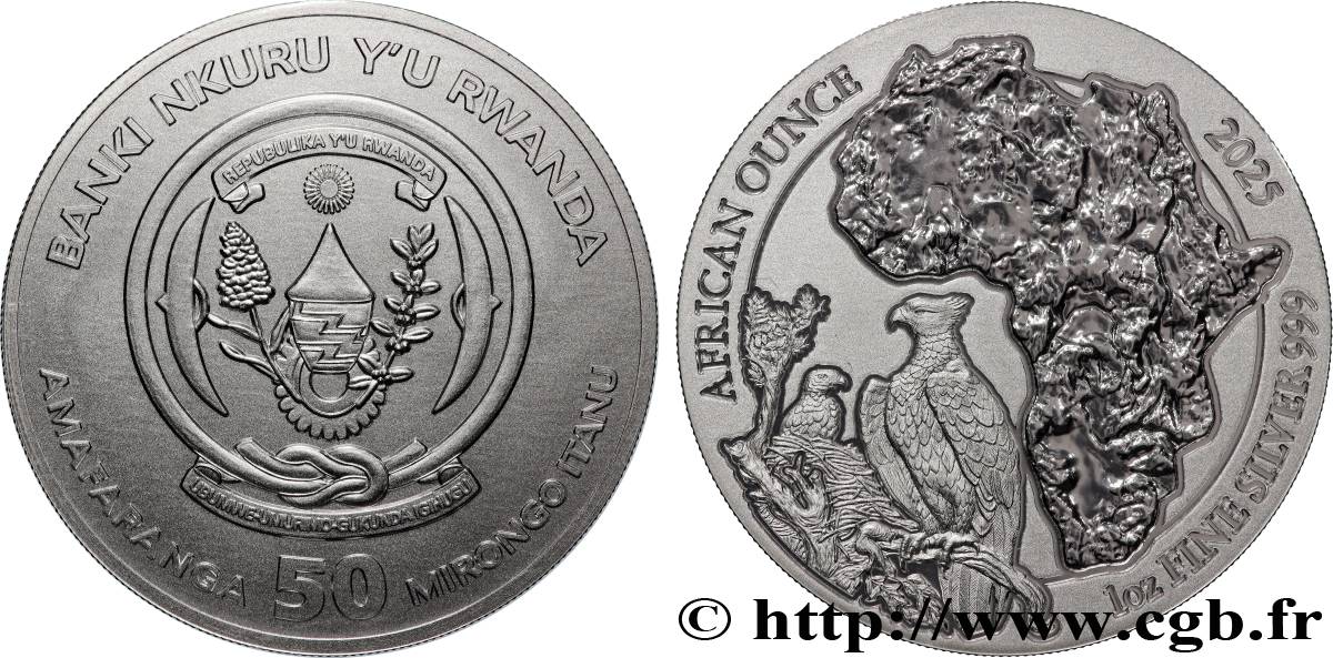 ARGENT D INVESTISSEMENT 1 Oz - 50 Francs Aigle Martial 2025  FDC 