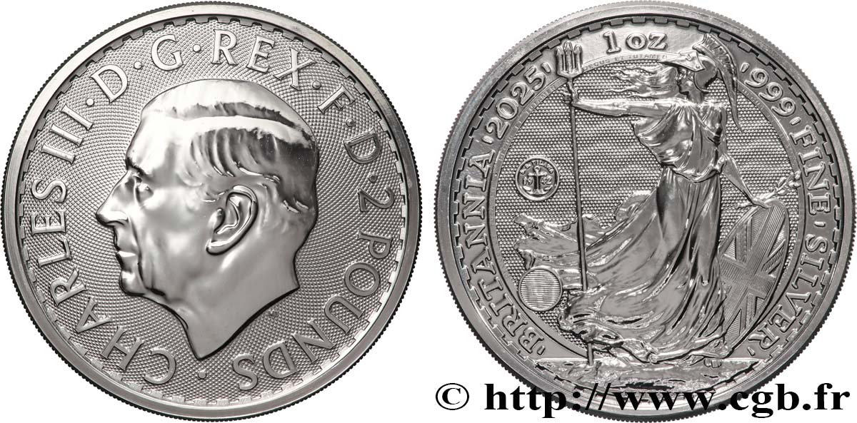 ARGENT D INVESTISSEMENT 1 Oz - 2 Pounds Britannia, tilawa privy mark 2025  SPL 