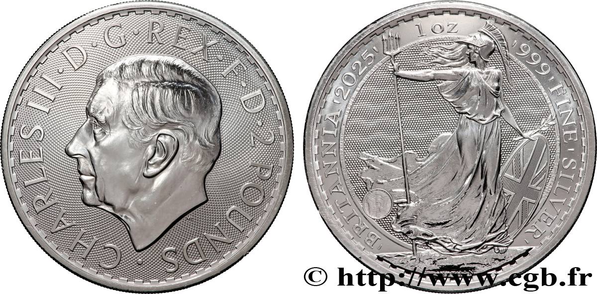 SILVER INVESTMENT 1 Oz - 2 Pounds Britannia 2025  MS 