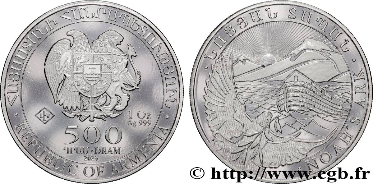 SILVER INVESTMENT 1 Oz - 500 Dram Arche de Noé 2025  MS 