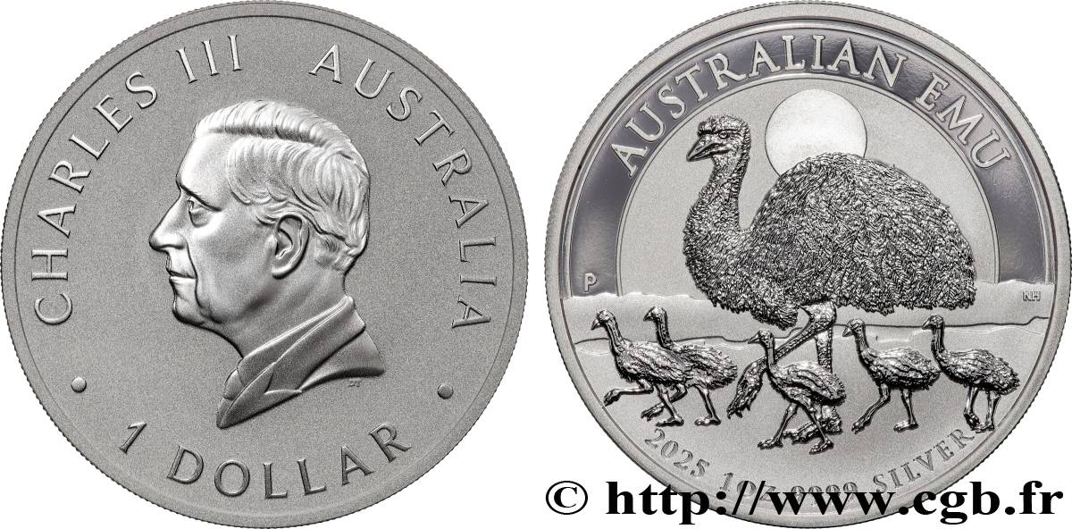 ARGENT D INVESTISSEMENT 1 Oz - 1 Dollar Émeu 2025  FDC 