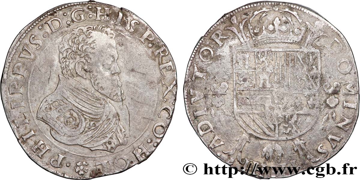 PAYS-BAS ESPAGNOLS - DUCHÉ DE GUELDRE - PHILIPPE II 1/2 Écu  n.d. Dordrecht TTB 