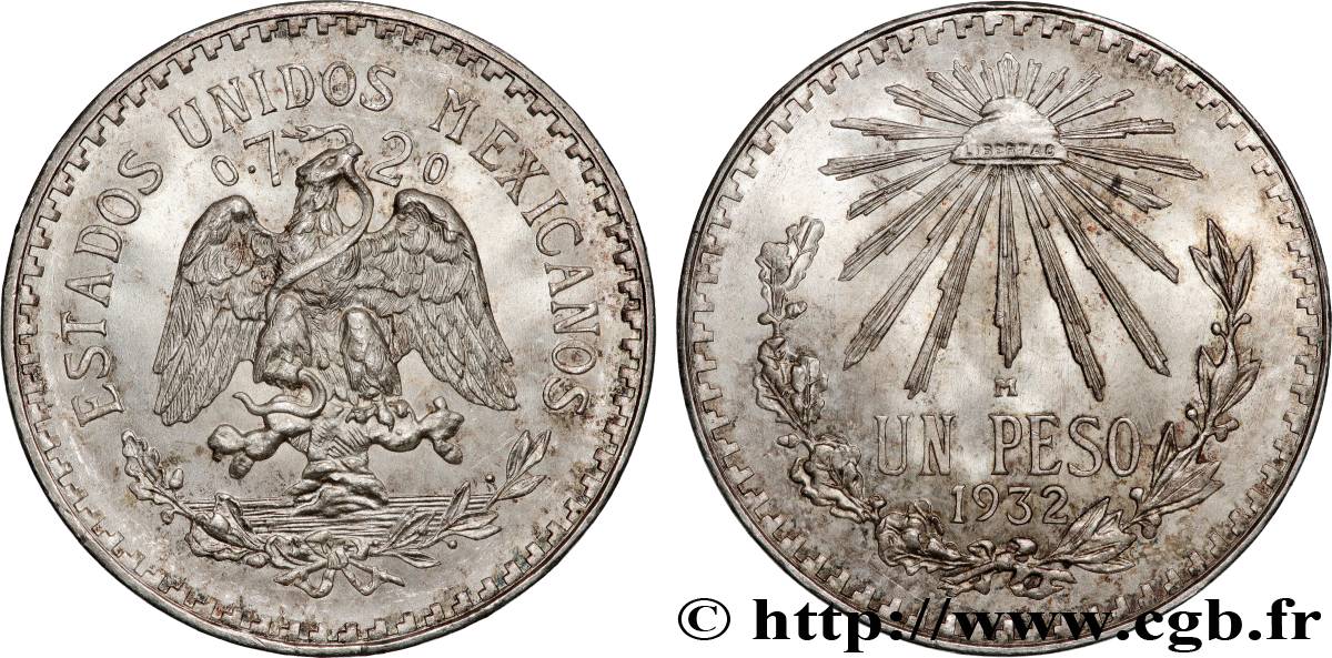 MEXICO 1 Peso 1932 Mexico AU 