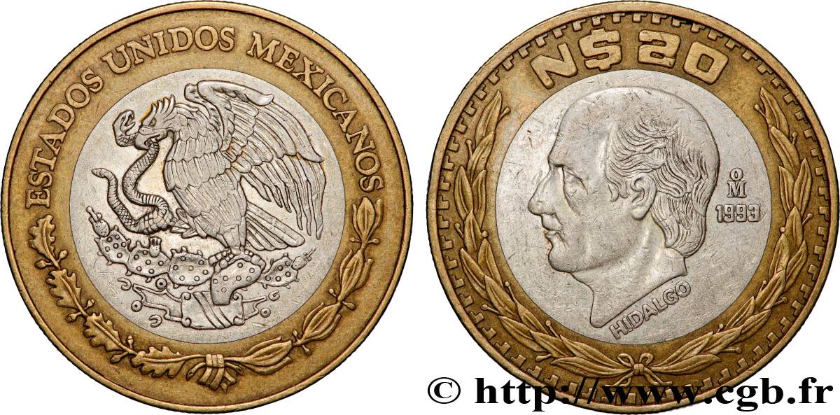 MEXIQUE 20 Nuevos Pesos 1993 Mexico TTB 