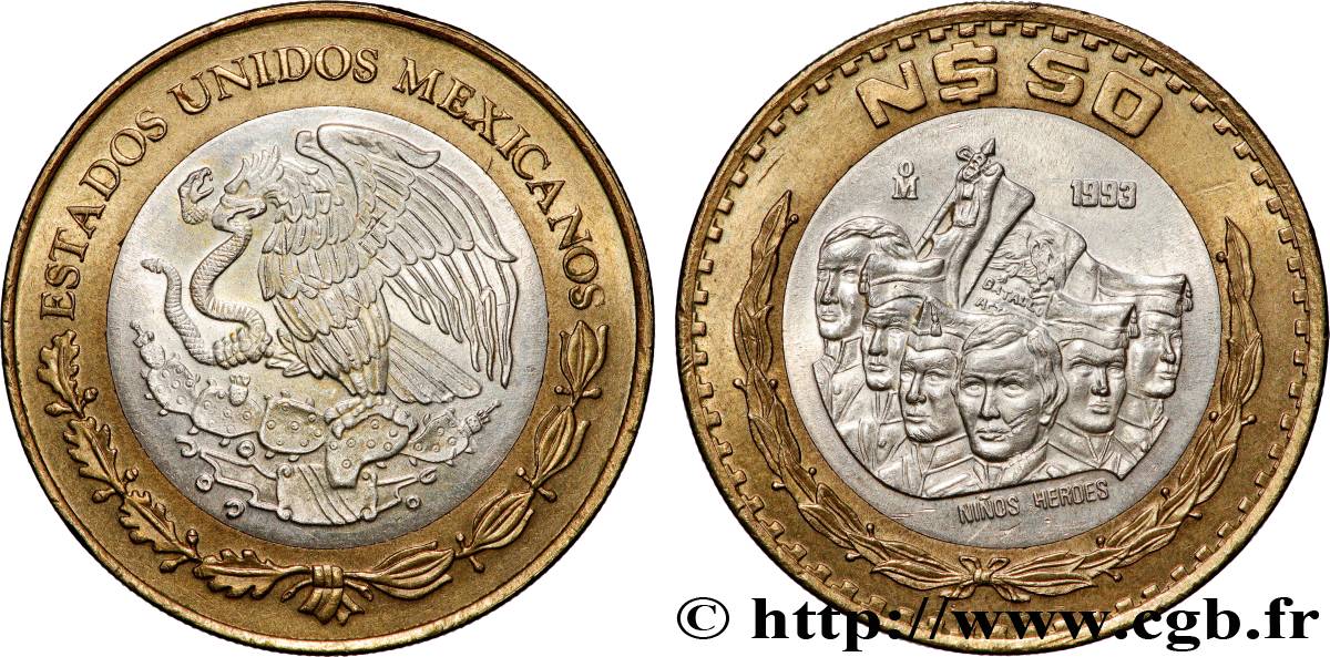 MEXIQUE 50 Nuevos Pesos 1993 Mexico TTB+ 