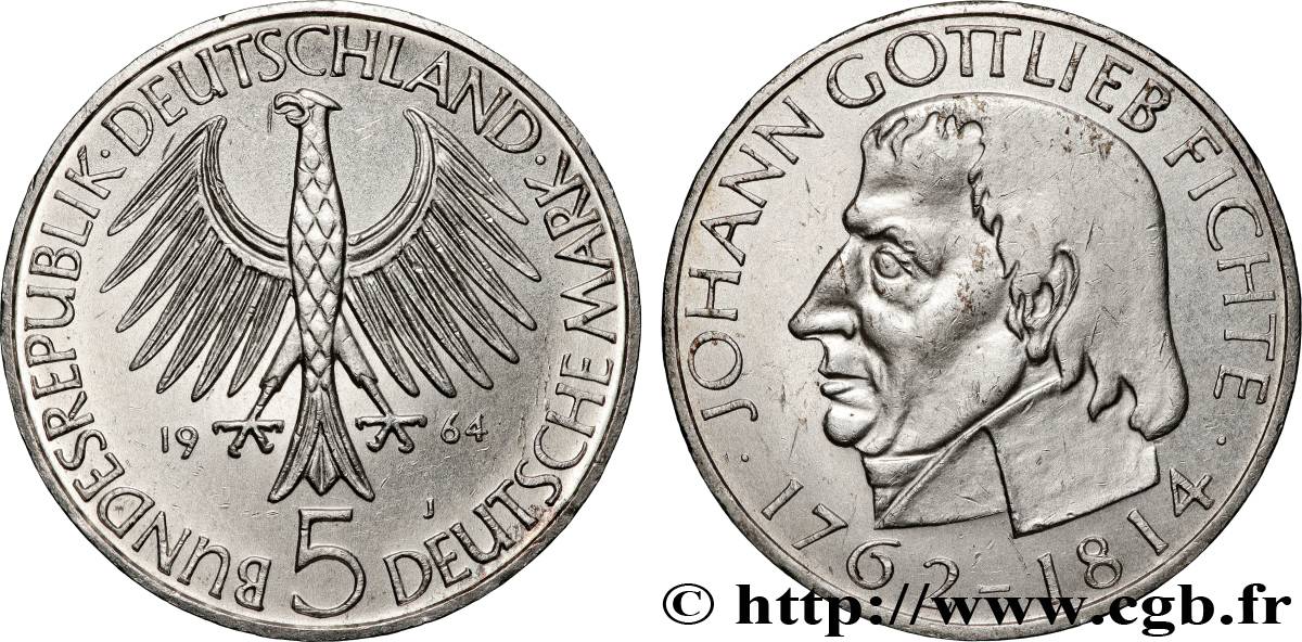 GERMANY 5 Mark Johann Gottlieb Fichte 1964 Hambourg - J AU 