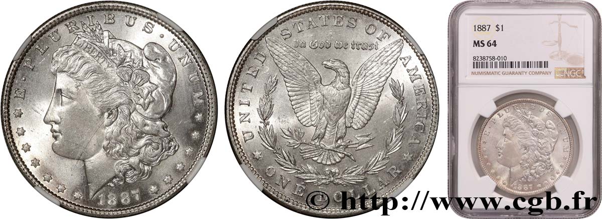ESTADOS UNIDOS DE AMÉRICA 1 Dollar type Morgan 1887 Philadelphie SC64 NGC