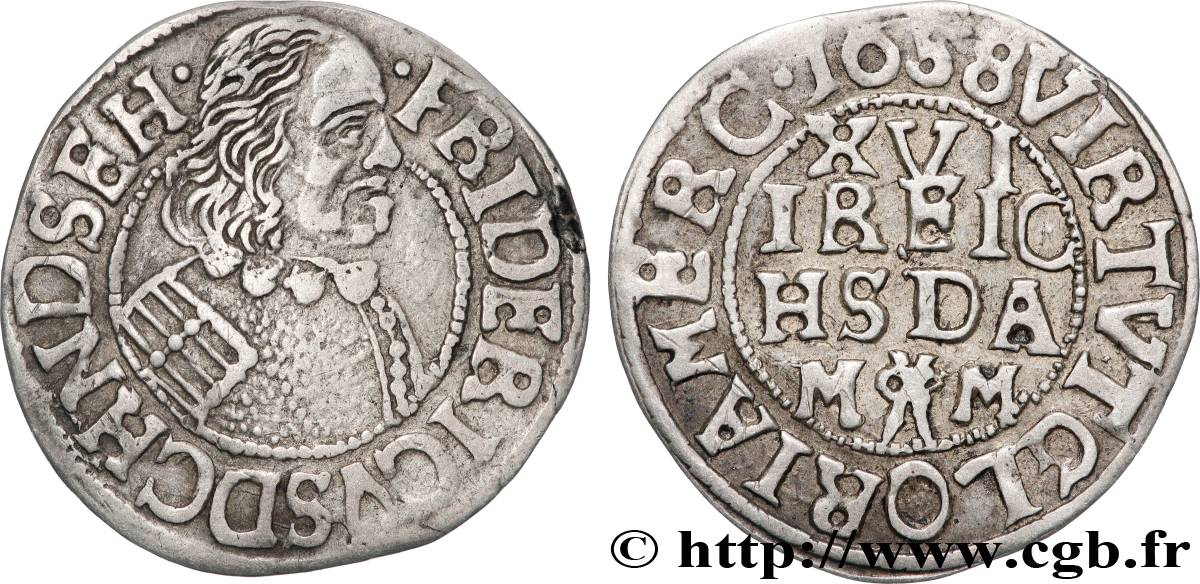 GERMANIA - SCHLESWIG-HOLSTEIN 1/16 Thaler Frédéric III 1658  q.SPL 