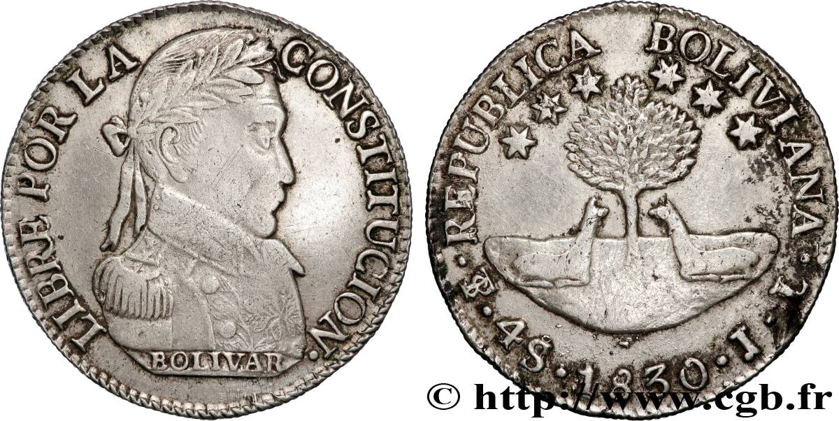 BOLIVIE 4 Soles Bolivar 1830 Potosi TTB 