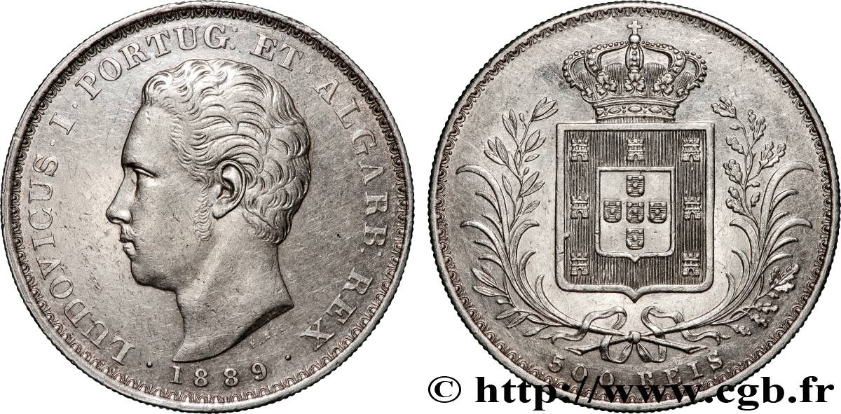PORTUGAL - ROYAUME DU PORTUGAL - LOUIS Ier 500 Reis  1889  fVZ 