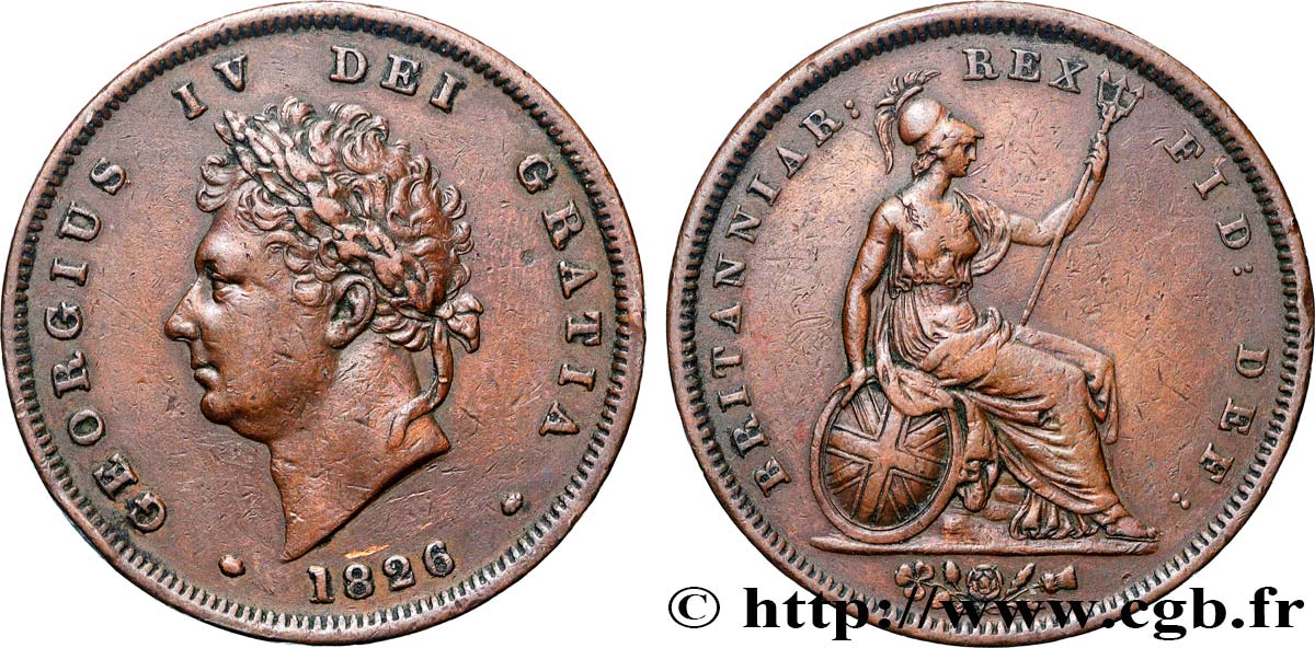UNITED KINGDOM 1 Penny Georges IV 1826  AU 
