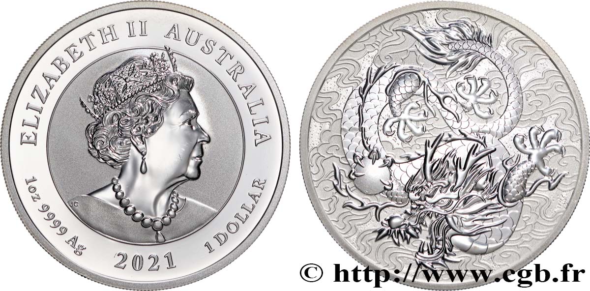 AUSTRALIE 1 Oz - 1 Dollar Mythes et légendes chinoises 2021 Perth FDC 