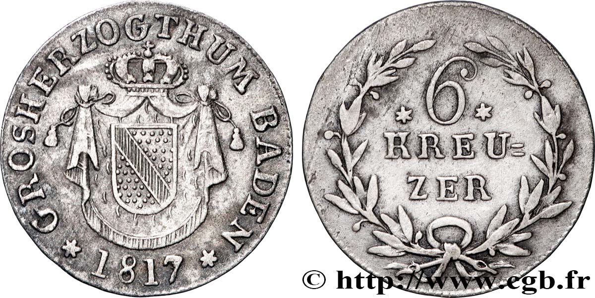 ALEMANIA - BADEN 6 Kreuzer Grand-Duché de Bade 1817  MBC 