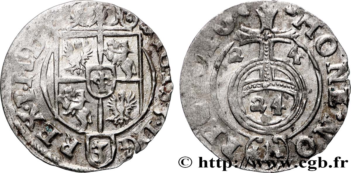 POLOGNE - ROYAUME DE POLOGNE - SIGISMOND III VASA 1 Półtorak / 3 Polker / 1/24 Thaler Sigismond III Vasa 1624 Cracovie SUP 