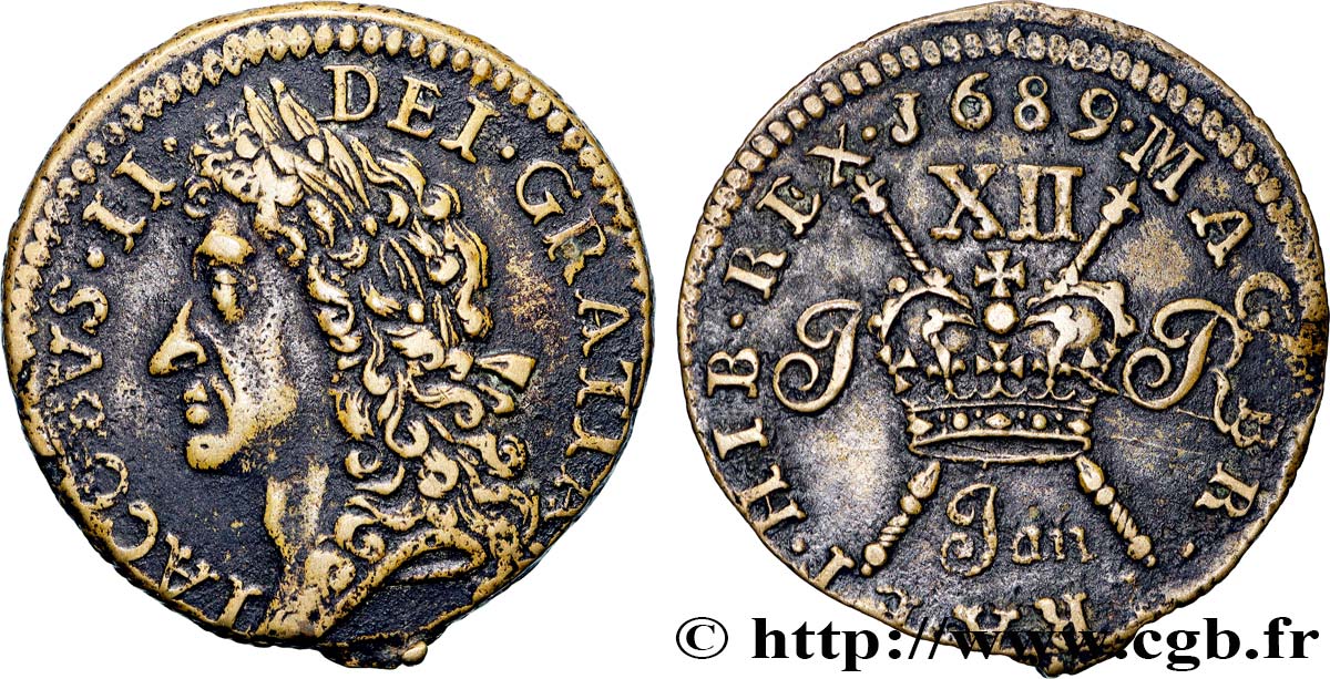 IRELAND REPUBLIC 1 Shilling Jacques II frappée pour le mois d’octobre 1689  AU 