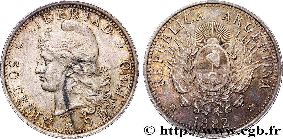 ARGENTINE 50 Centavos 1882  TTB+/SUP 