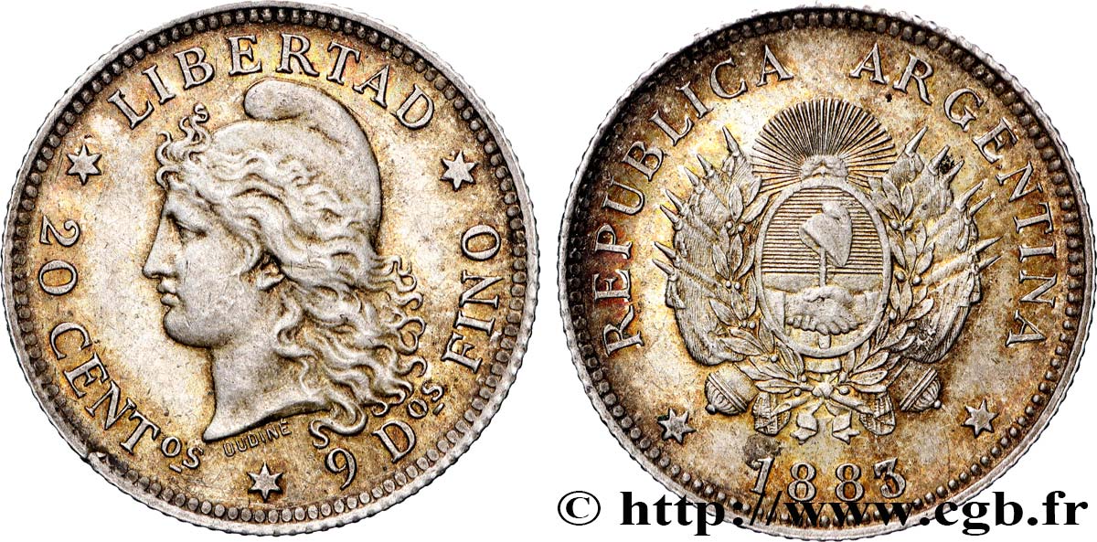 ARGENTINE 20 Centavos 1883  SUP 