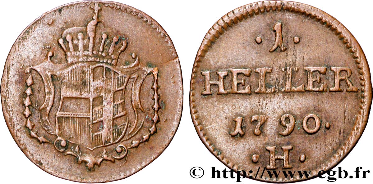 ALLEMAGNE - BURGAU 1 Heller 1790 Günzburg TTB+ 