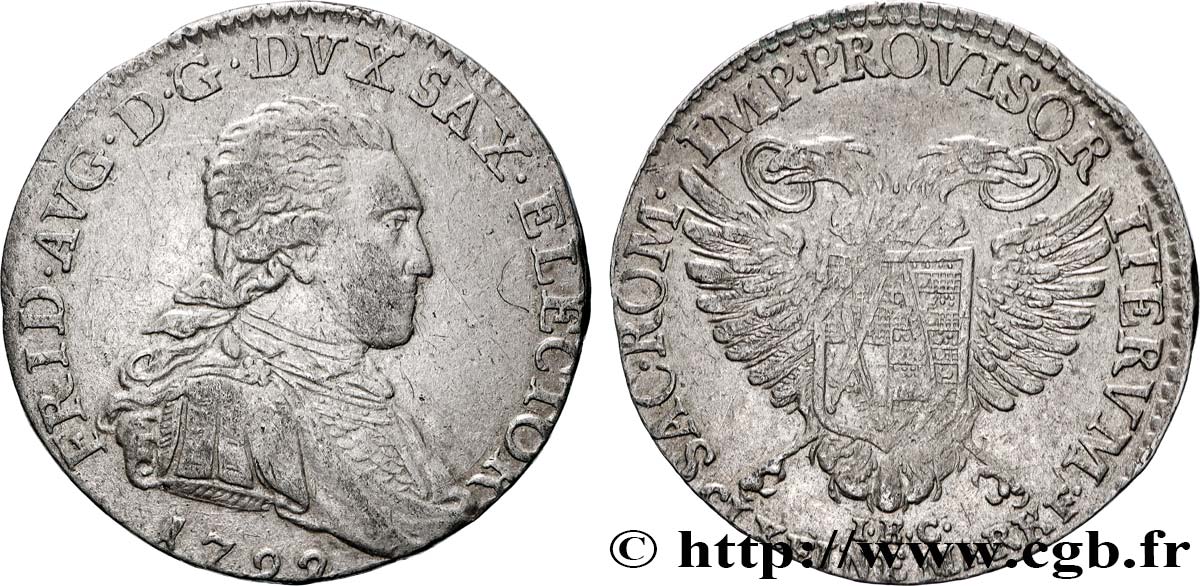 GERMANY - ELECTORATE OF SAXONY - FREDERICK-AUGUSTUS III 1/12 Thaler 1792 Dresde XF 