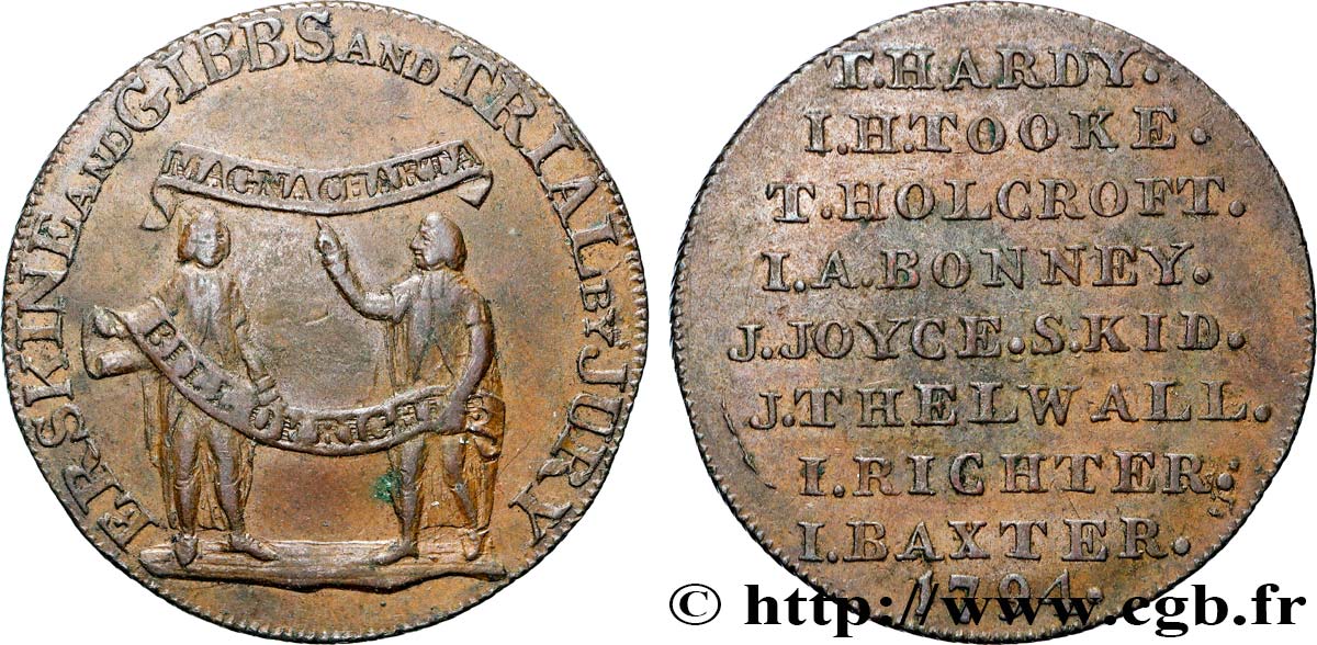 VEREINIGTEN KÖNIGREICH (TOKENS) 1/2 Penny Middlesex - Erskine & Gibbs 1794  SS 