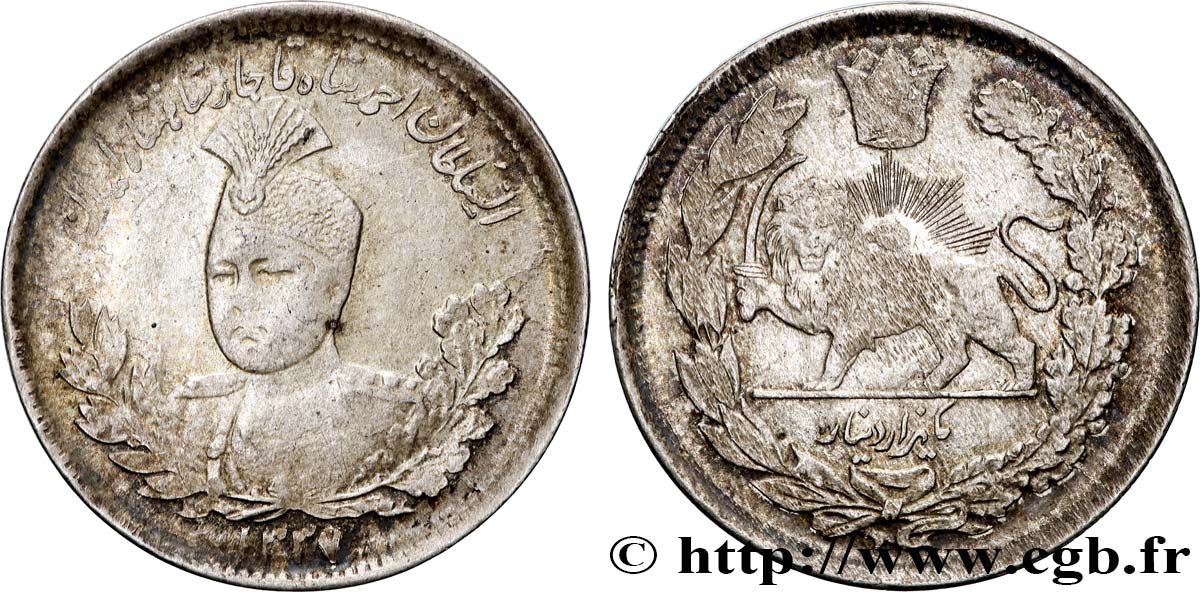 IRAN 1000 Dinars Ahmad Shah AH 1337 1918 Téhéran VF 