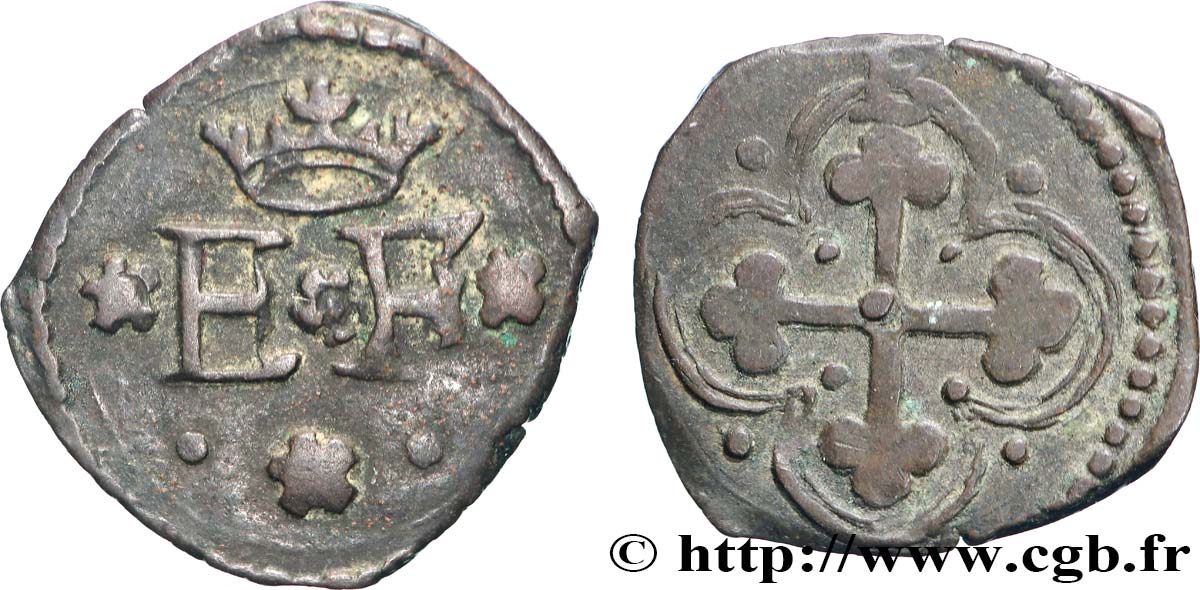 DUCHY OF SAVOIE - EMMANUEL-PHILIBERT Quart de sol, 1er type (quarto di soldo, I tipo) s.d. Bourg-en-Bresse XF 